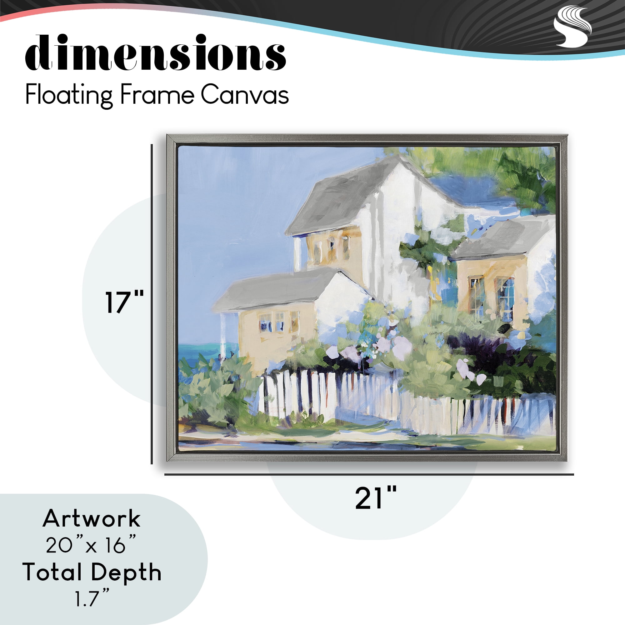 Stupell Industries Living by the Water Cottage Gray Framed Floater Canvas Wall Art, design by Jane Slivka