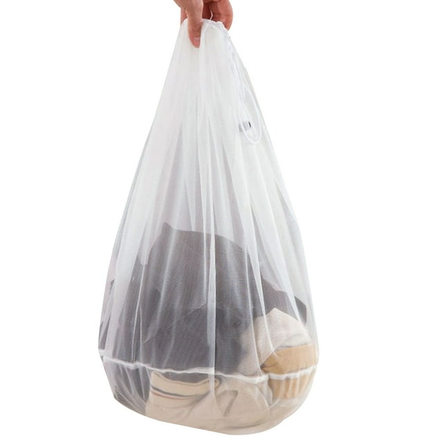 Youkk Drawstring Closure Mesh Laundry Bags Underwear Clothes Socks Machine Washing Bag white 45x55cm