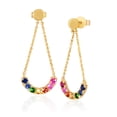 thumbnail image 3 of 14K Gold Gemstone Multicolor Rainbow Dangling Fashion Earrings for Women, 3 of 7