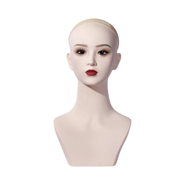 Cabeza de maniquí femenino con perchero para sombreros, circunferencia de 54 cm, soporte profesional para exhibición de pelucas. maquillaje rojo