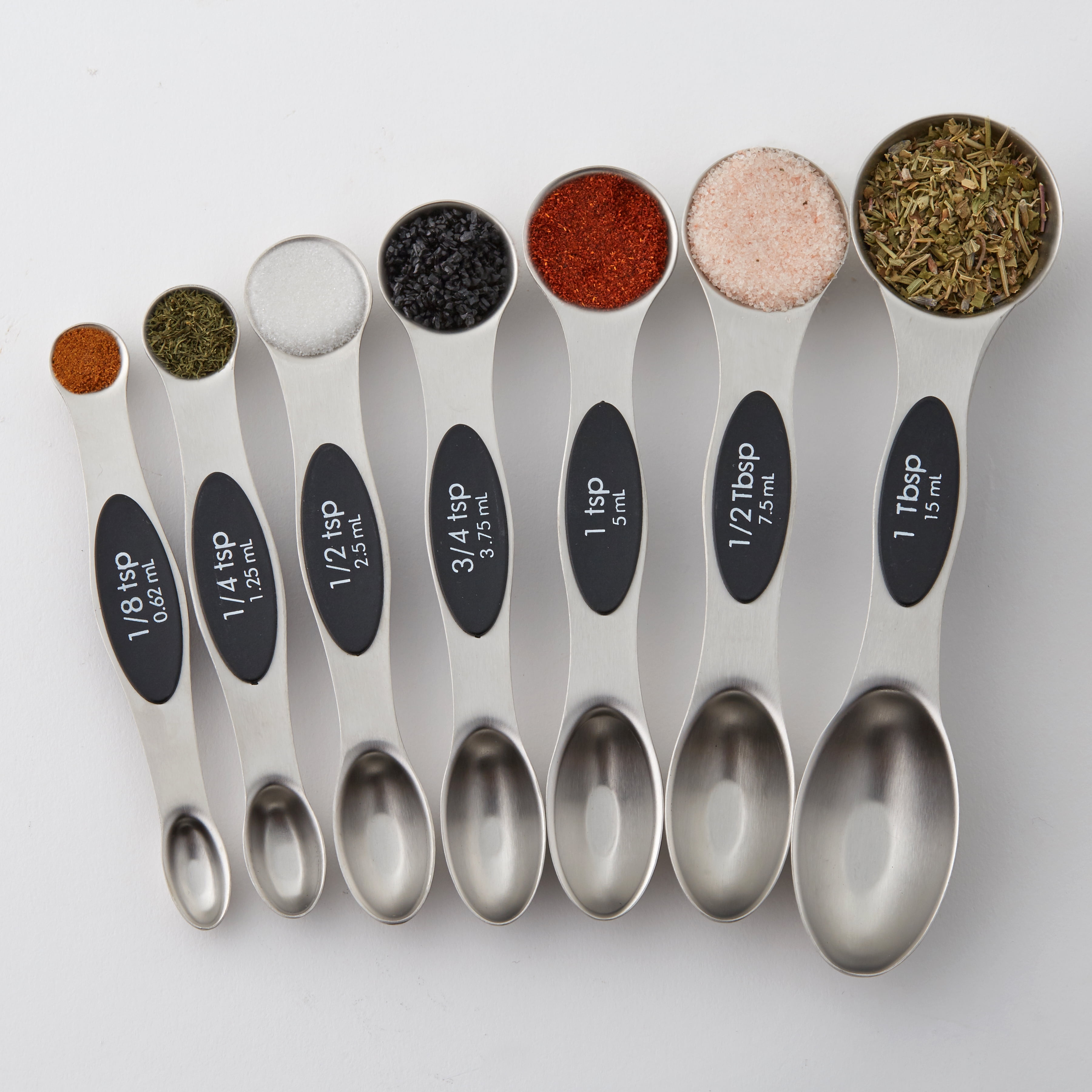 Stainless Steel Warmheart Magnetic Measuring Spoons Set Dual Sided Set of 8 and Cleaning Cloths Fits in Spice Jars 