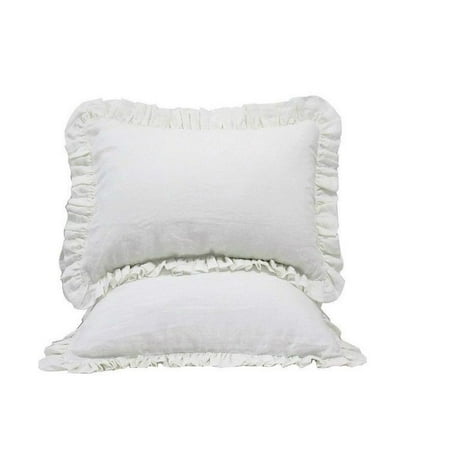 The Great American Store Premium Collections 2PC Ruffle Pillowshams (Euro 26 x 26, White) 1800 Series Microfiber Wrinkle & Stain Resistant