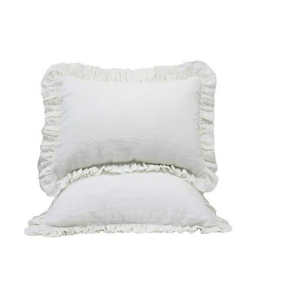 The Great American Store Premium Collections 2PC Ruffle Pillowshams (Throw 18 x 18, White) 1800 Series Microfiber Wrinkle & Stain Resistant