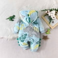 thumbnail image 7 of Odeerbi Infant Boys Girls Dinosaur Fleece Romper Jumpsuit Baby Clothes Baby Spring New Long Sleeve Hooded Bodysuits Green, 7 of 7
