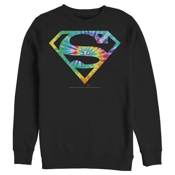 Men's Superman Tie-Dye Shield Logo Sweatshirt Black Medium