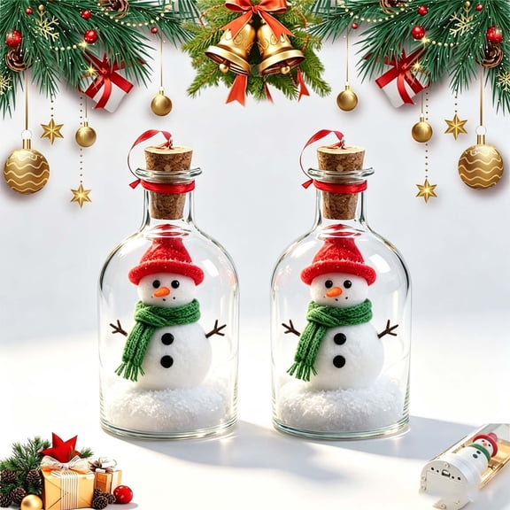 Recordable Christmas Tree Message in a Bottle,Voice Recording Holiday Keepsake with Playback, Christmas Gift with Snowy Scene and Playback, 1 Pack