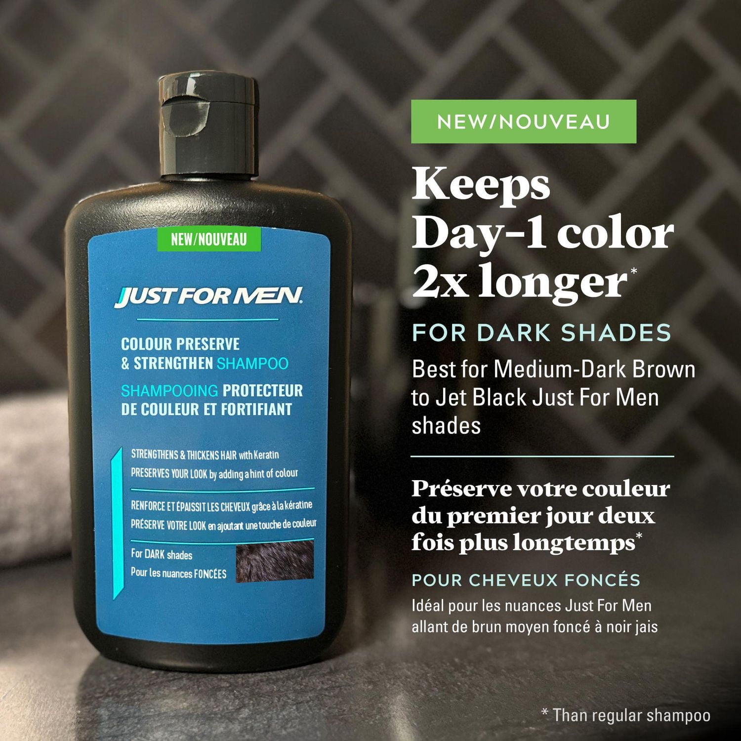 Just for Men Shampooing Protecteur de Couleur et Fortifiant pour les Nuances Foncées