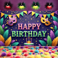 thumbnail image 6 of Colorful Banner Masquerade Mask Birthday Party Display Feather Decor Star Pattern Masquerade Backdrop for Birthday Party Masquerade Ball Photo Shoot, 6 of 9