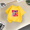 thumbnail image 5 of YOUSNH T-Shirt à Manches Courtes Col Rond Imprimé Mode Mignon pour Filles, Décontracté, Ample, Été, Jaune 6-8 Ans, 5 of 5