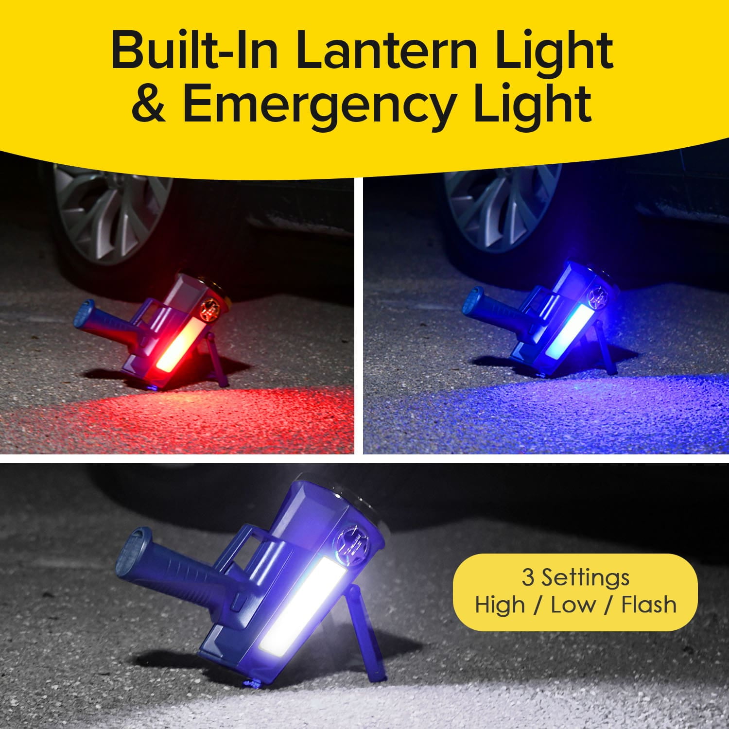 Star Patrol Mega-Bright Rechargeable Spotlight, AS SEEN ON TV, Tactical & Emergency Flashlight, 10 Modes, Turbo Boost Up to 100%, Built-in Kickstand & Phone Charger, for Camping, Emergencies, Walking