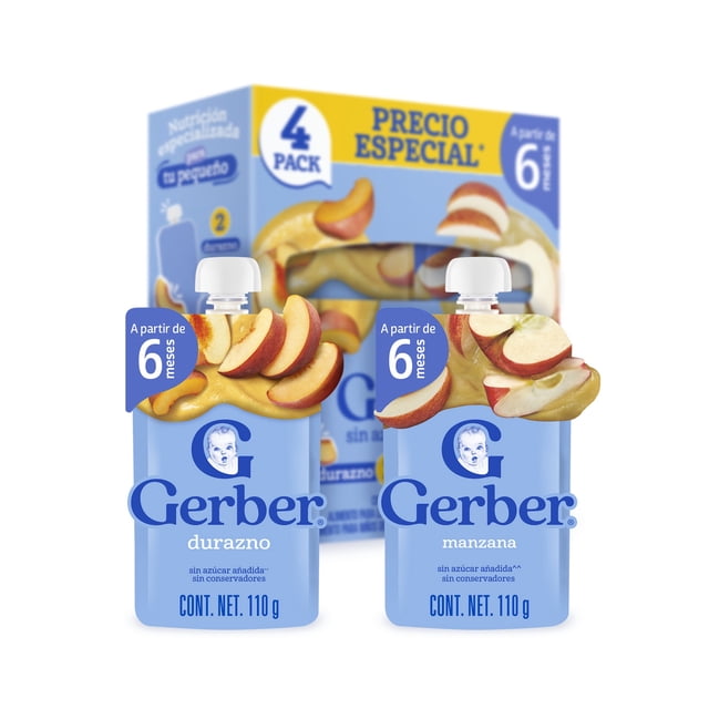 Papilla Gerber Pouch Caja con 4 Pouches de 110 g c/u