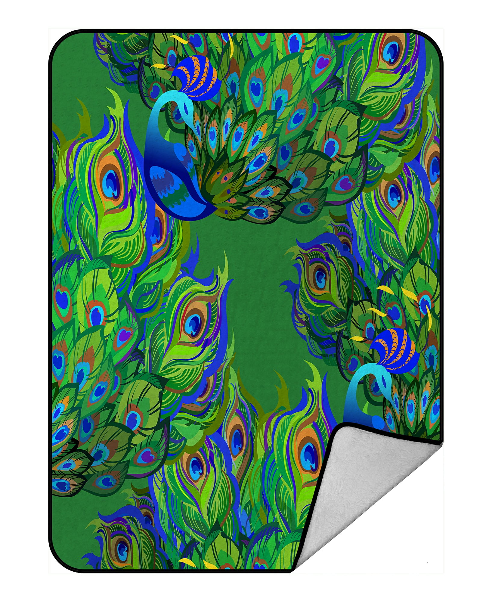 ABPHQTO Peacock Birds Fully Fanned Tail Green Fleece Blanket Fleece