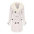 thumbnail image 3 of Womens Winter Lapel Wool Coat Trench Jacket Long Sleeve Overcoat Outwear, 3 of 8