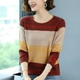thumbnail image 4 of PIKADINGNIS Round Neck Long Sleeve Women Sweaters New Loose Striped Knitted Pullover Ladies Autumn Thin Casual Jumper Tops, 4 of 6