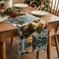 thumbnail image 2 of Burlap Table Runner 90 Inches Long,Cow Santa Hat Christmas Winter Xmas Tree Non-Slip Kitchen Table Runners for Dining Room Everyday Use Party Table Decorations Vintage Oil Painting Art, 2 of 9