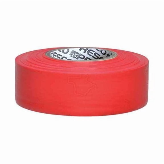 Flagging Tape, No Legend, Red, 1 3/16 in Wide x 300 ft Length, Vinyl, 2 mil