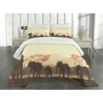 thumbnail image 3 of Ambesonne African Quilted Bedspread Set 3 Pcs, Savannah Animal Pastel Look, Queen Size, Pale Yellow and Brown, 3 of 5