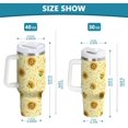 thumbnail image 4 of Gobelet Isotherme de 30 oz avec Poignée, Couvercle et Paille, Bouteille/gobelet d'Eau en Acier Inoxydable, Tasse/verre d'Eau Réutilisable, Compatible avec Porte-Gobelet, Tournesols Jaunes, 4 of 6