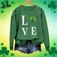 thumbnail image 2 of St. Patrick's Day Tops for Women Green Printed Crewneck Long Sleeve Casual Loose Fit Pullover Sweatshirts (2XL, Wine), 2 of 7