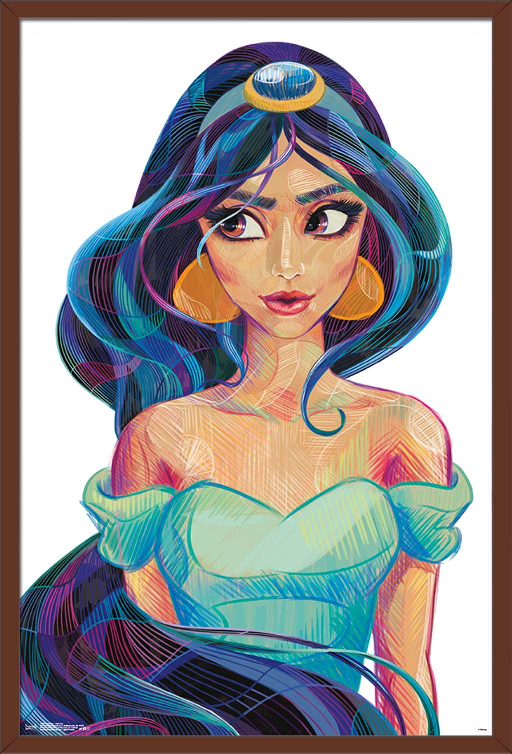 Disney Princess Jasmine Stylized Wall Poster, 22.375" x 34", Framed