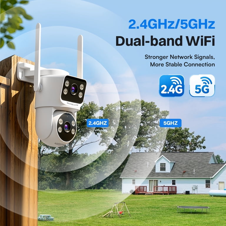 Outdoor Surveillance Camera, Dual-Band WiFi Security Camera with Dual ...