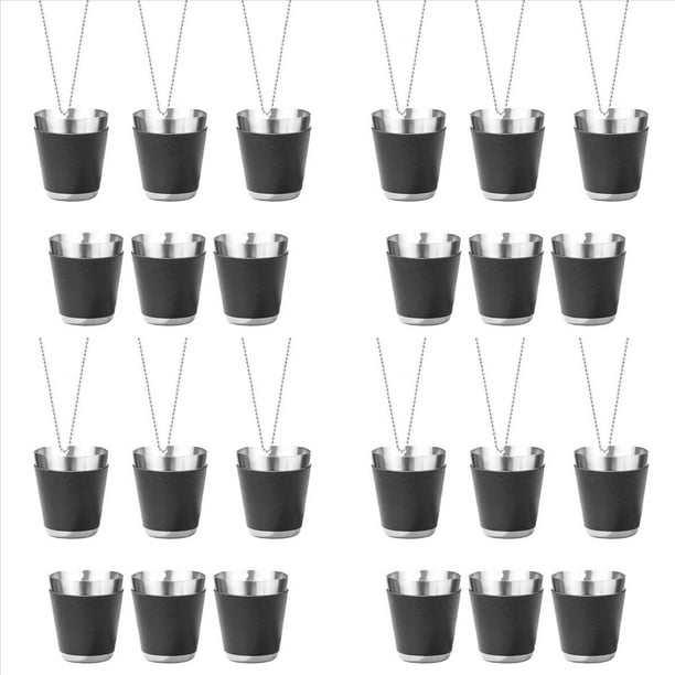 Paquete de 24 Vasos de Chupito de Metal para Colgar Vasos de Chupito de Acero Inoxidable con Cadena Vaso de Chupito de 30 Ml para Fiestas,B