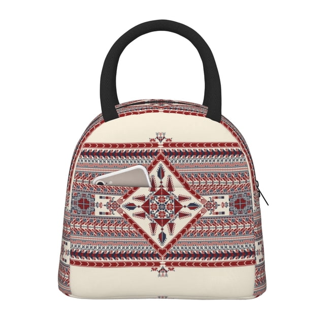 Balery Fashion Tatreez Bolsa de Almuerzo para Mujeres, Caja de Almuerzo, Bolsa de Almuerzo Pequeña Impermeable, Tote de Almuerzo Reutilizable con Gran Capacidad