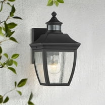 John Timberland Outdoor Wall Light Fixture Black 12" Clear Seedy Glass Motion Security Sensor for Exterior House Porch Patio Deck