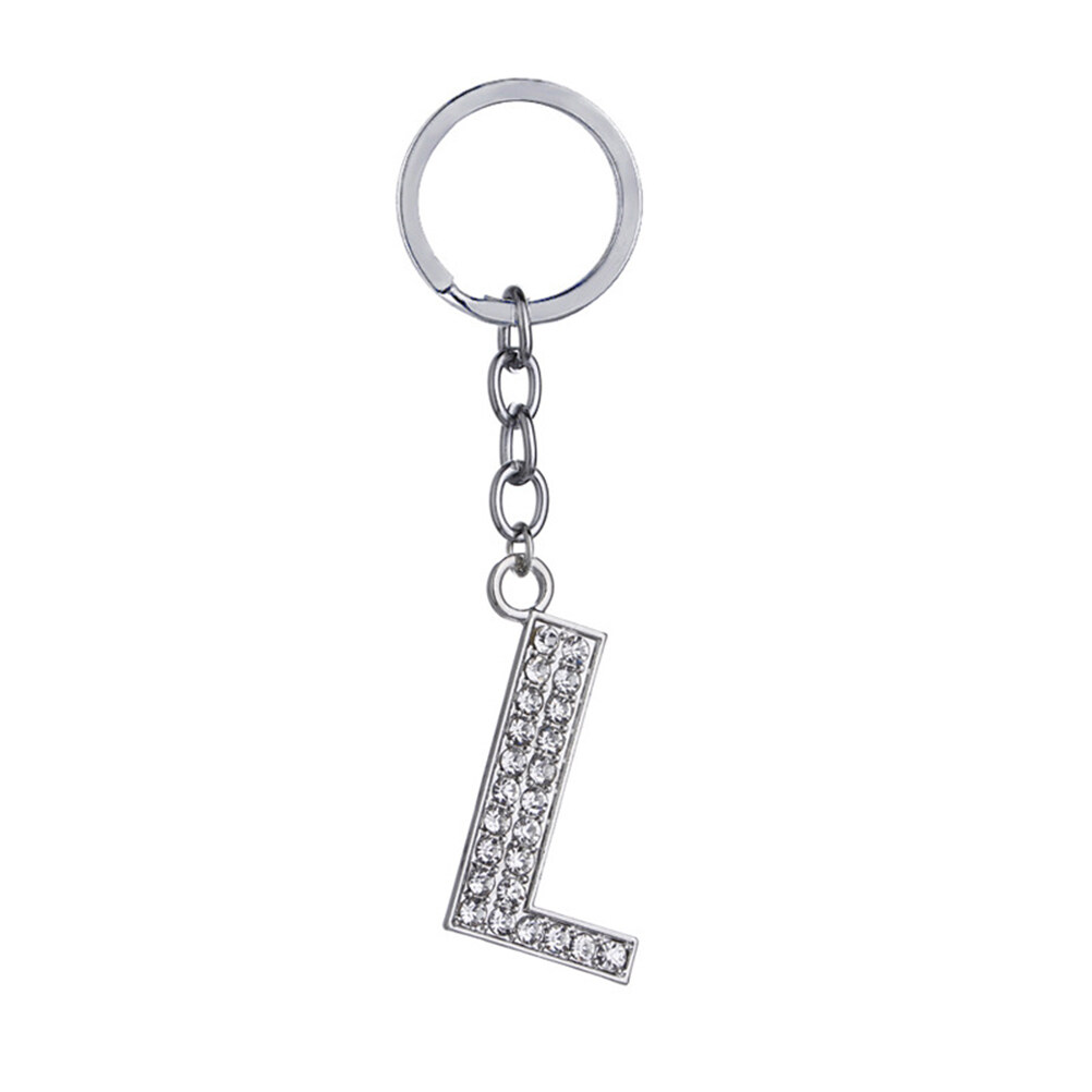 Simple Stylish Letter Key Chain Metal Rhinestones Key Ring Alphabet