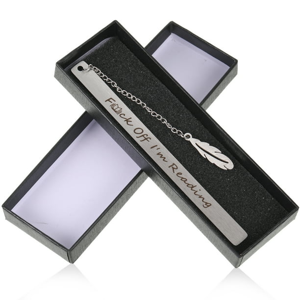 Inteprter Marcador divertido de acero inoxidable para lectores, regalo, marcador divertido fácil de usar para amantes de los libros, duradero cartulina