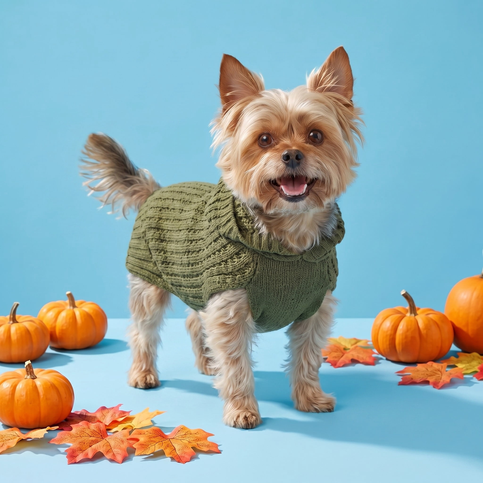 Vibrant Life Waffle Knit Sweater for Dogs and Cats, Green, XS