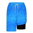 thumbnail image 6 of YOIAVAIOY Men Swim Trunks with Compression Liner Quick Dry Swimsuit Bathing Suit Swim Shorts 9 Inch Long Swimming Board Shorts Blue M, 6 of 6