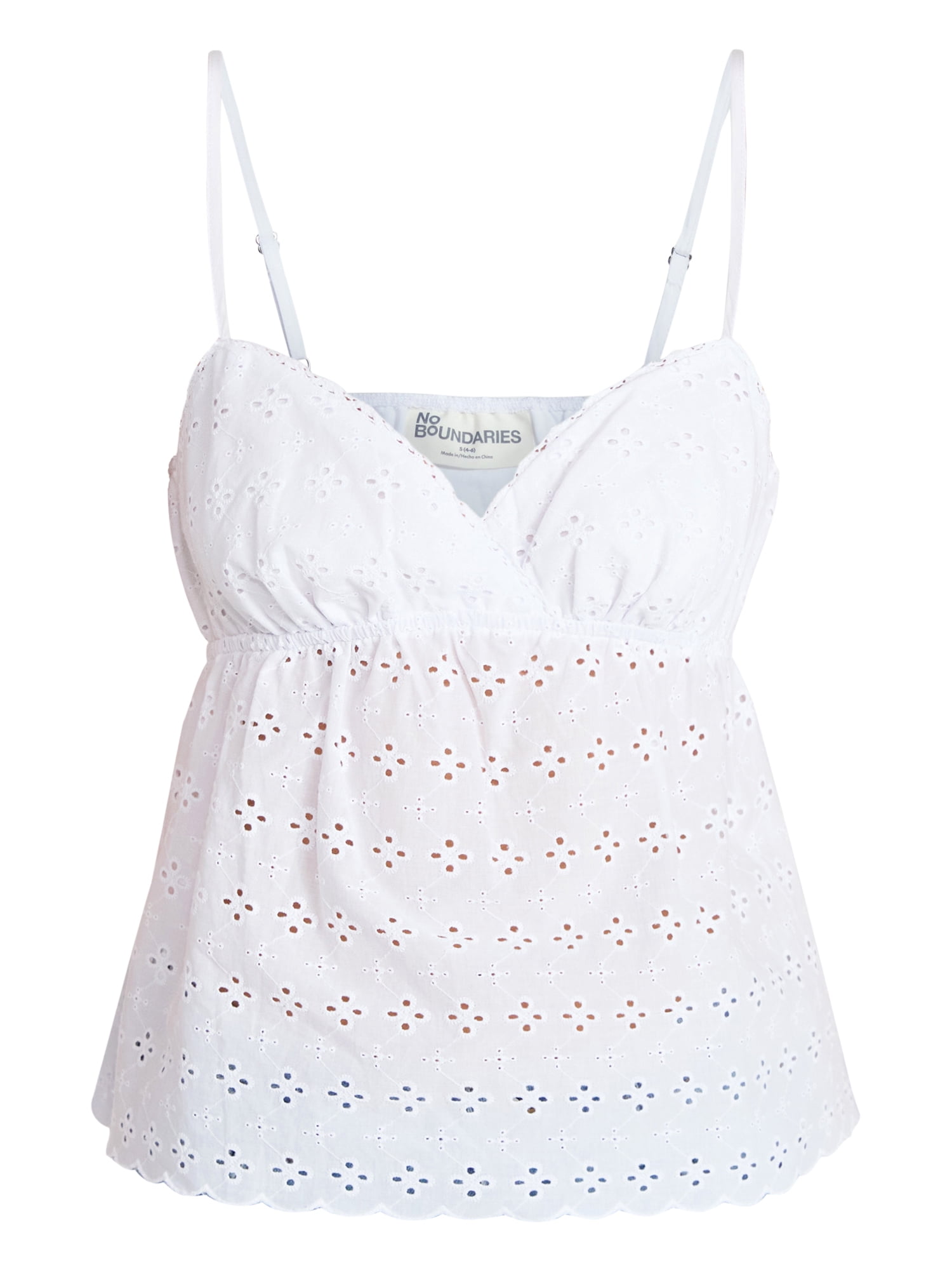 No Boundaries Cotton Eyelet Babydoll Cami, Women’s XXS-XXL