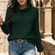 thumbnail image 2 of Gibobby Suéter de cuello alto mujer, Suéter Corto de Cuello Alto para Mujer(Verde,XG), 2 of 4