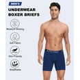 thumbnail image 2 of ANLIQI Mens Underwear Bamboo Rayon Boxer Briefs Breathable Underwear Long Leg Boxer Briefs for Men Pack with Fly Underpants(2Black 1Gray 1Blue,XL), 2 of 6