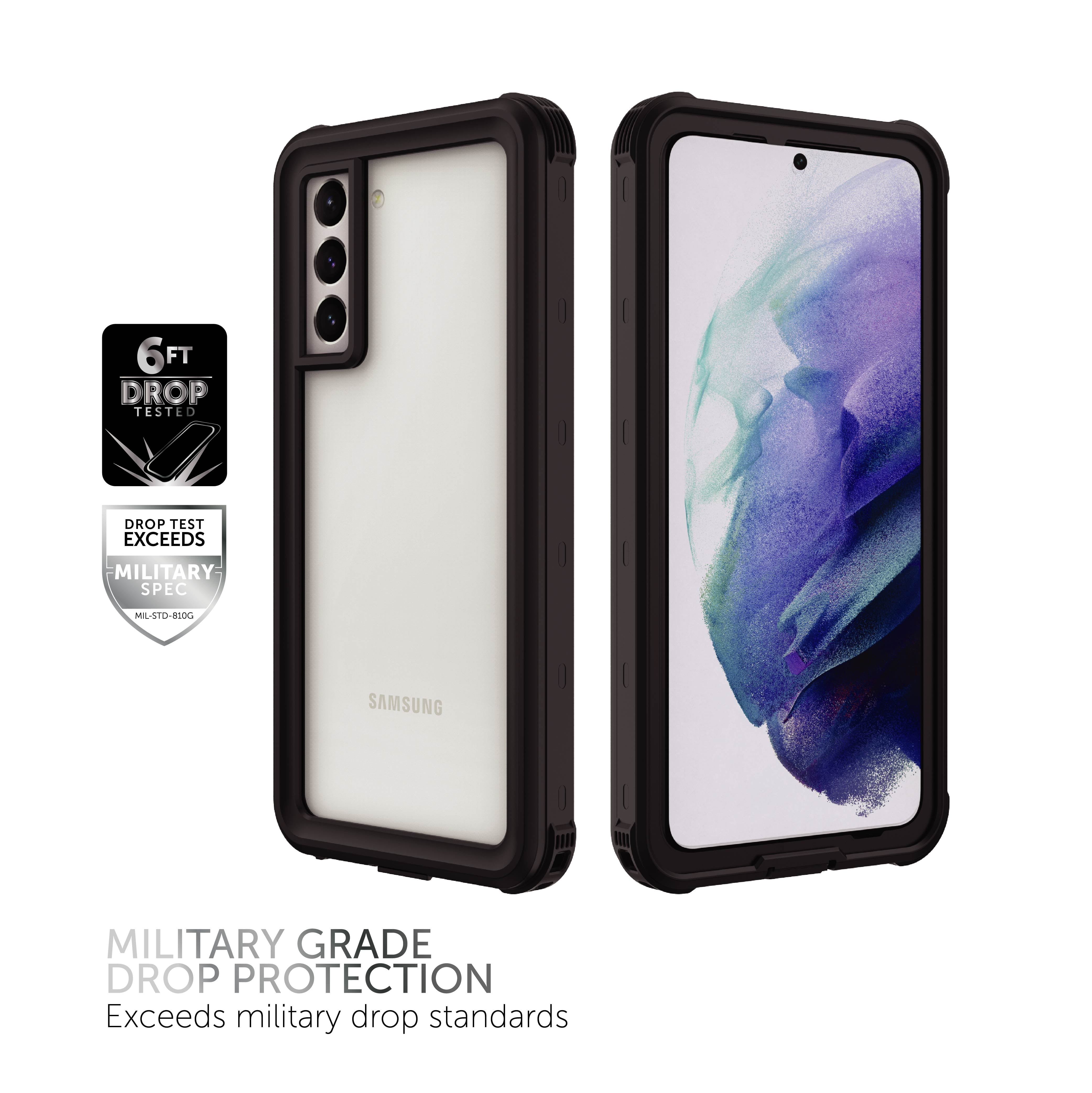 Lanhiem Samsung Galaxy S21 Case, IP68 Waterproof Dustproof Shockproof Case  with Built-in Screen Protector, Full Body Heavy Duty Protective Clear Cover