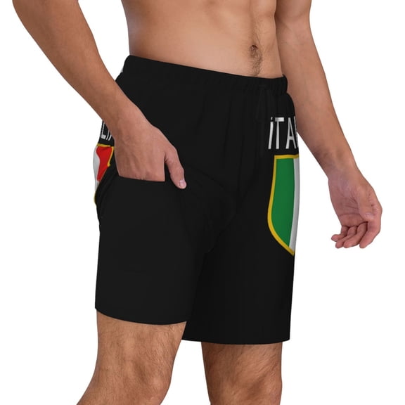 Mens Italia Italian Flag Italy 2 in 1 Quick Dry Swim Trunks with Compression Liner Beach Shorts