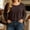 Coffee, variant on Women Waffle Knit Crew Neck Long Sleeve Tunic Top Pleated Front Loose Fit Soft Stretchy Fall Casual Basic Blouse Blue