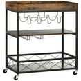 thumbnail image 1 of HOMCOM Industrial Bar Cart, 3-Tier Kitchen Island on Wheels with Wine Rack, 1 of 10