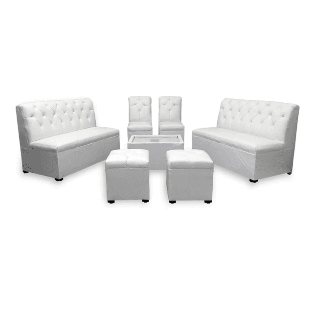 Sala Lounge Capitonada Blanca Minimalista Moderna Sillones Puff Dimobeler Sala Capitonada