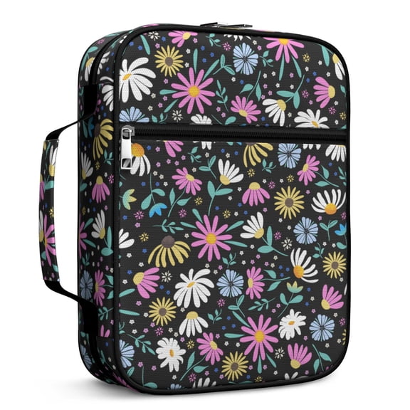 Cute Bible Cover Bag/Book Cover, Bible Case for Women Girls Baptism Gift, Floral Pattern Church Bags Organizer With Handle Fits for Standard Size Bible, Perfect Christian Gifts for Mom