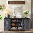 thumbnail image 5 of T4TREAM Farmhouse Sideboard Buffet Cabinet, 66" Wide Kitchen Storage Cabinet with 5 Drawers, Sliding Barn Door & Adjustable Shelf, Black, 5 of 5