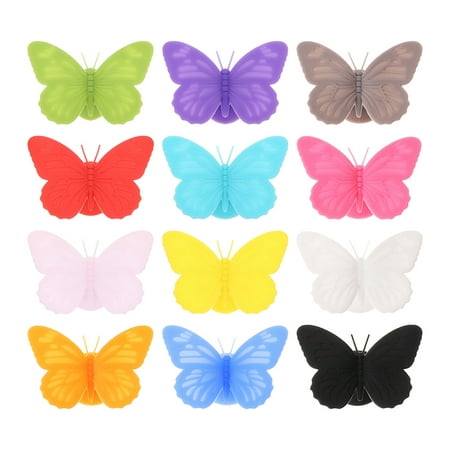 

12Pcs Wine Cup Sign Stickers Silicone Butterfly-shaped Drink Markers Decorative Wine Glass Tags