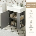 thumbnail image 5 of Noble House 21.6" Floating Bathroom Vanity with Ceramic Sink, Right Side Storage, Wave Door & Black Handle, Gray, 5 of 12