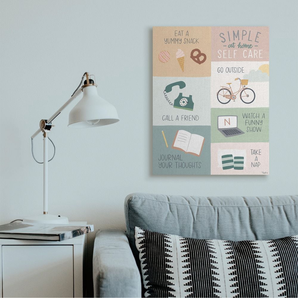 Stupell Industries Simple Home Self Care Advice Stay Positive Design Canvas Wall Art Design by Gigi Louise, 30" x 40"