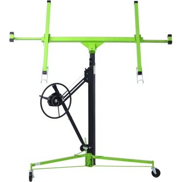 Yone jx je Drywall Lift Panel, 11 Ft (Max Height) Sheetrock Jack Lifter for Ceiling, Enhance Base and Firm Bound Wire, Lockable Rolling Caster Wheels, Construction Tools, Green Black