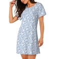 thumbnail image 2 of Fotbe Gray White Floral Pattern Women's Cotton Nightgown Sleepwear Short Sleeves Shirt Casual Print Sleepdress, 2 of 6