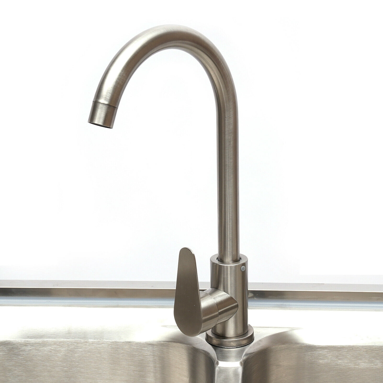 Fichiouy Free-standing Kitchen Sink Stainless Sink 2 Bowls with Drainer Unit&Faucet Commercial Silver