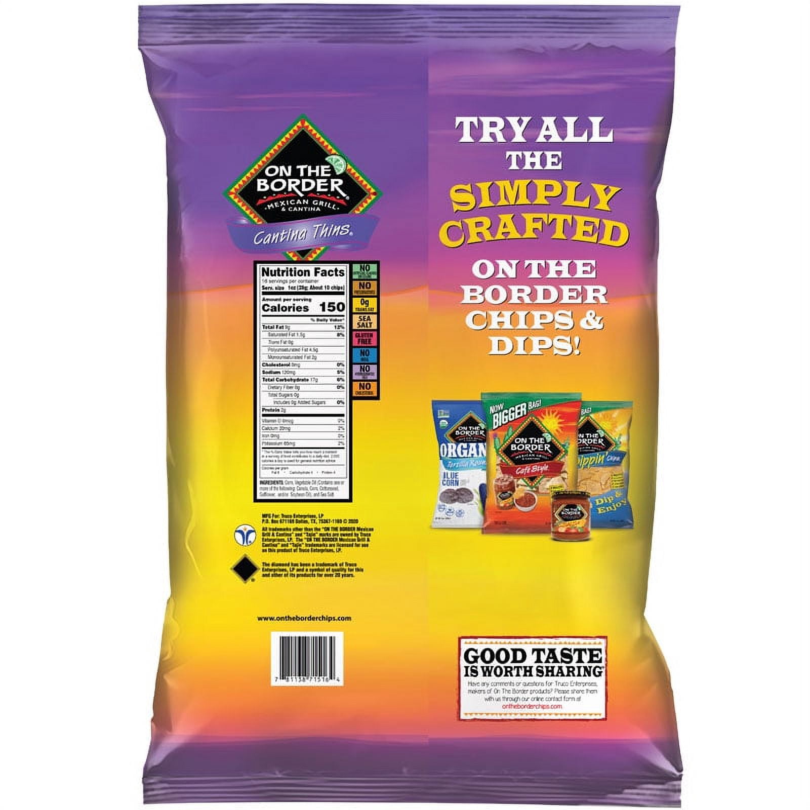 On the Border Mexican Grill & Cantina Thins Tortilla Chips, 16 oz.