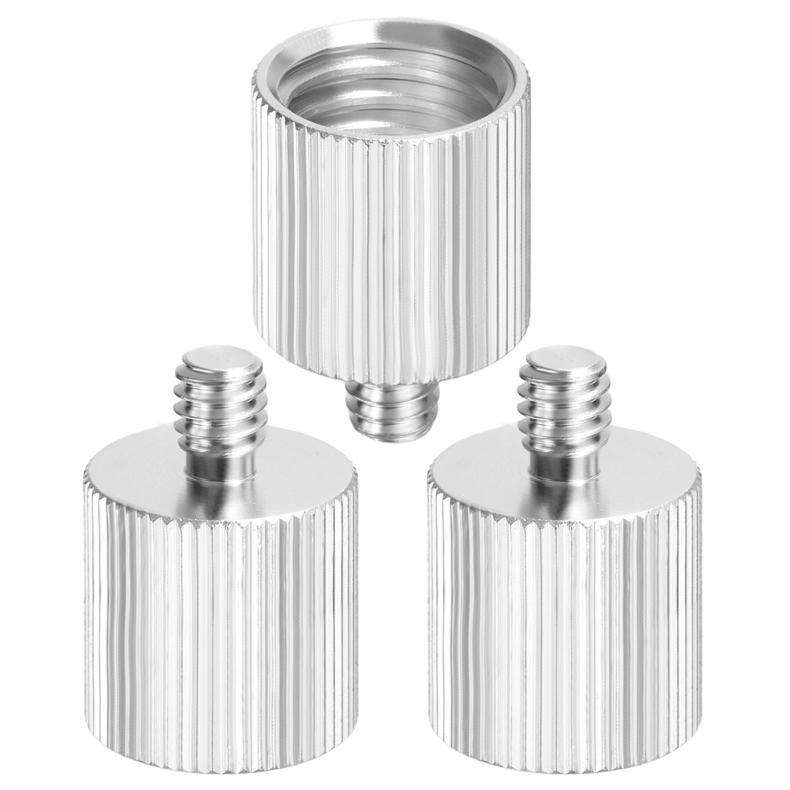 Uxcell 3 Pcs 1/4"-20 Male to 5/8"-11 Female Convert Screw Adapters - Aluminum Alloy Tripod Thread Adapter Mount, Stable Tripod for Camera Monopod/Video DSLR/SLR Silver